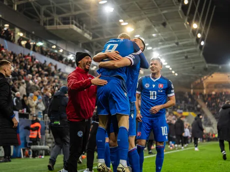 Na snímke hráč Slovenska Tomáš Bobček (8) oslavujúci svoj prvý gól v reprezentácií počas kvalifikačného zápasu na Majstrovstvá sveta 2026 medzi Slovenskom a Severným Írskom v Košiciach.
