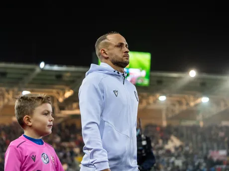 Na snímke hráč Slovenska Stanislav Lobotka (22) počas kvalifikačného zápasu na Majstrovstvá sveta 2026 medzi Slovenskom a Severným Írskom v Košiciach.