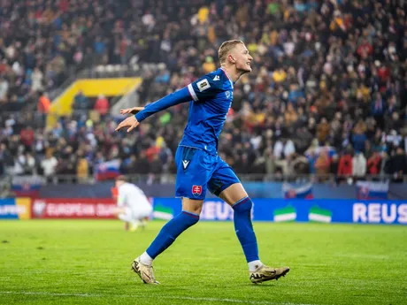 Na snímke hráč Slovenska Tomáš Bobček (8) počas kvalifikačného zápasu na Majstrovstvá sveta 2026 medzi Slovenskom a Severným Írskom v Košiciach.