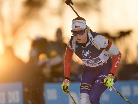 Markéta Davidová počas štafety v Östersunde