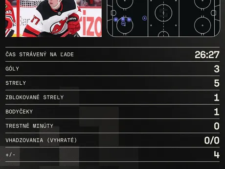 Štatistiky Šimona Nemca v zápase Chicago - New Jersey. 