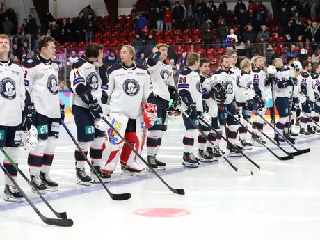 Na snímke nórska reprezentácia pred zápasom Vianočného Kaufland Cupu v hokeji Slovensko - Nórsko v Banskej Bystrici.