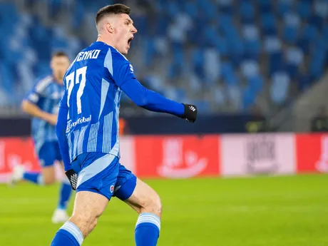 Danylo Ignatenko (Slovan) sa teší z gólu