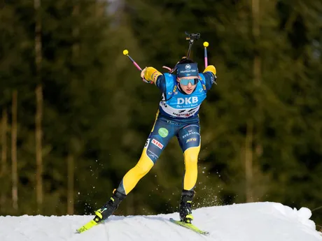 Linn Gestblomová počas šprintu v rakúskom Hochfilzene.