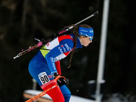 Michaela Straková počas pretekov IBU Cupu vo švajčiarskom Gomse.