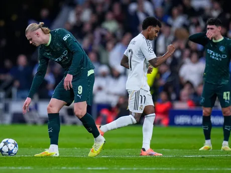 Rodrygo počas zápasu 6. kola hlavnej fázy Ligy majstrov medzi Realom Madrid a Manchestrom City.