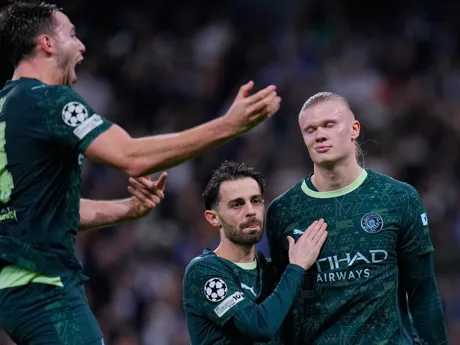 Erling Haaland počas zápasu 6. kola hlavnej fázy Ligy majstrov medzi Realom Madrid a Manchestrom City.