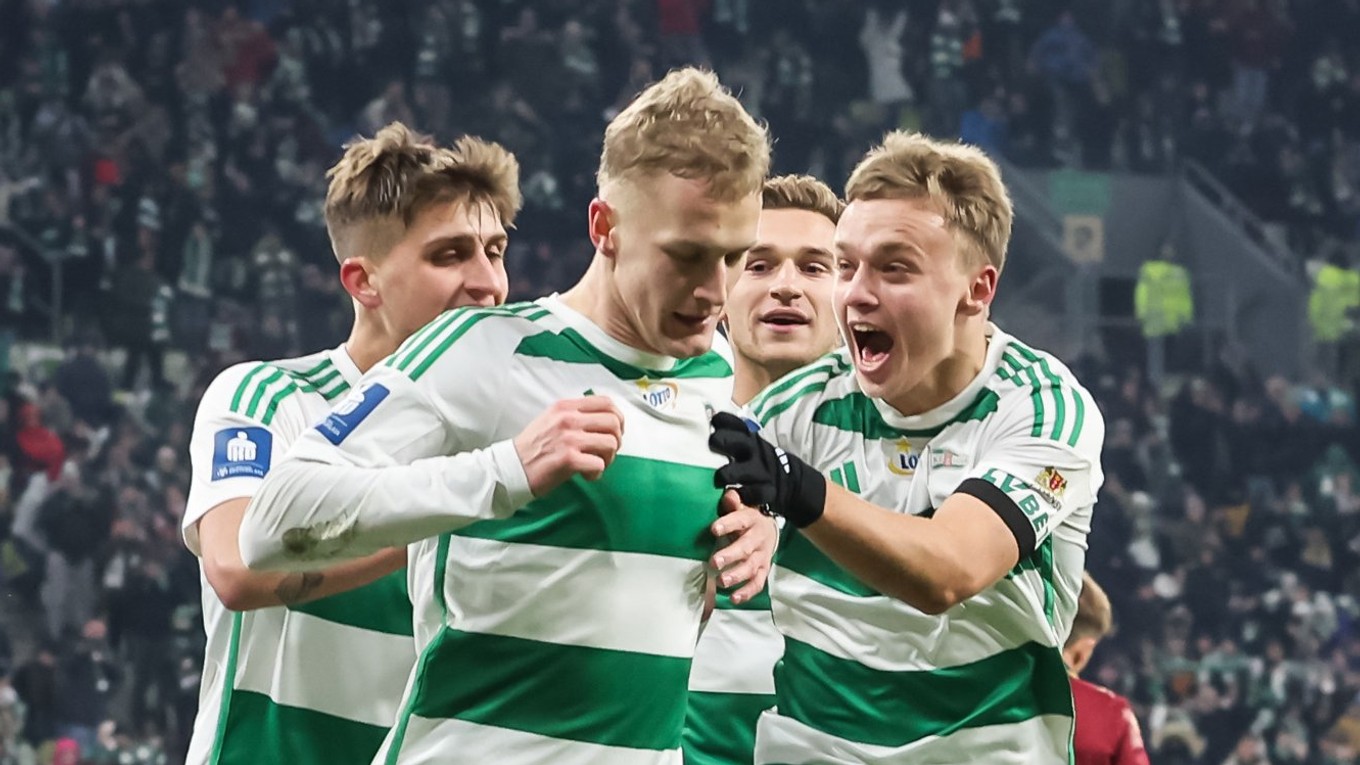 Tomáš Bobček sa teší po strelenom góle v drese klubu Lechia Gdaňsk.