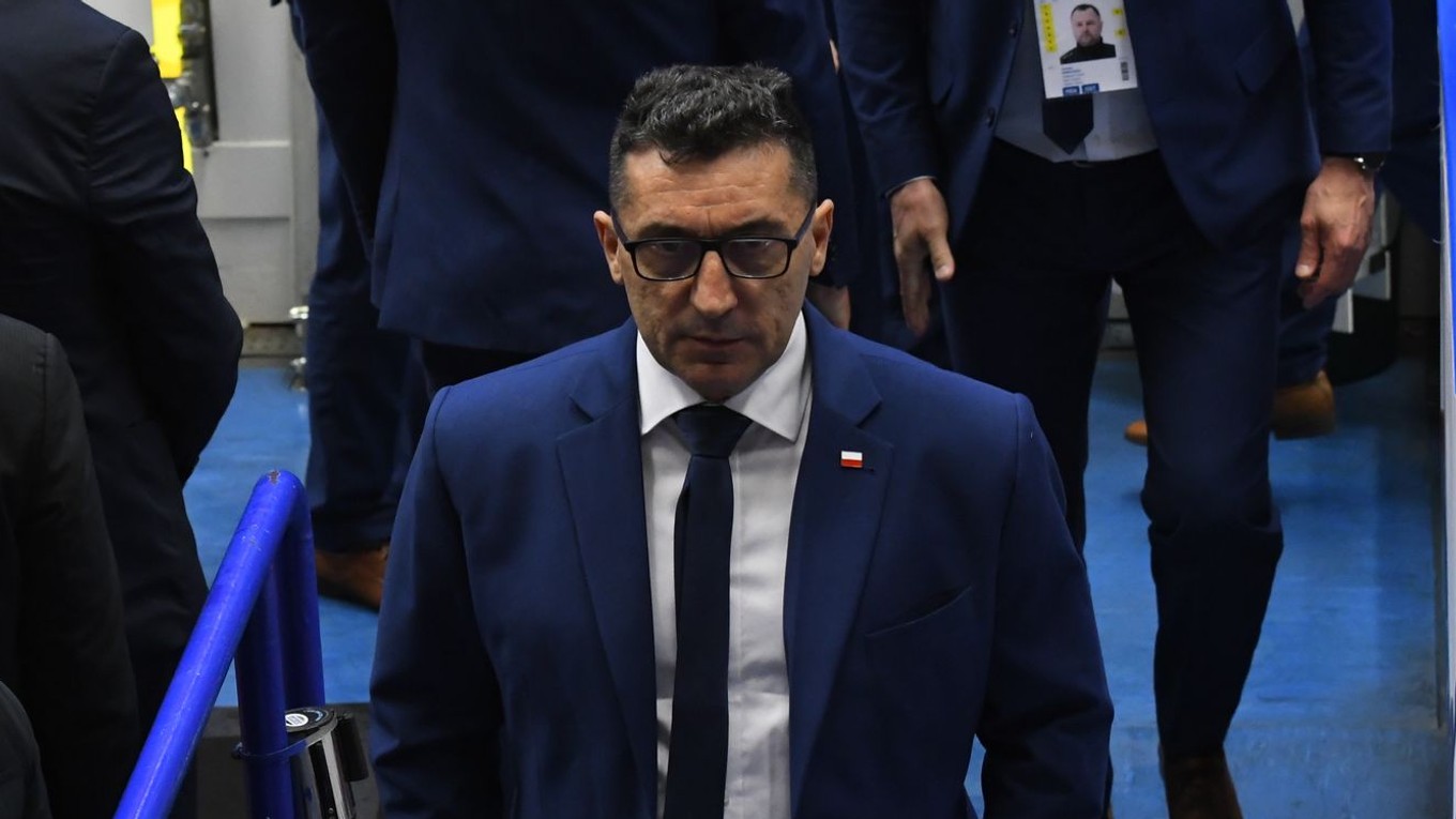 Tréner Róbert Kaláber počas MS v hokeji 2024.