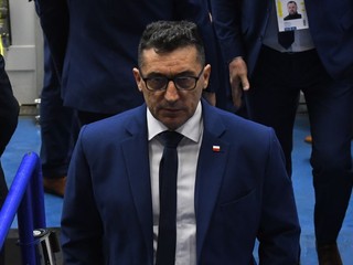 Tréner Róbert Kaláber počas MS v hokeji 2024. 