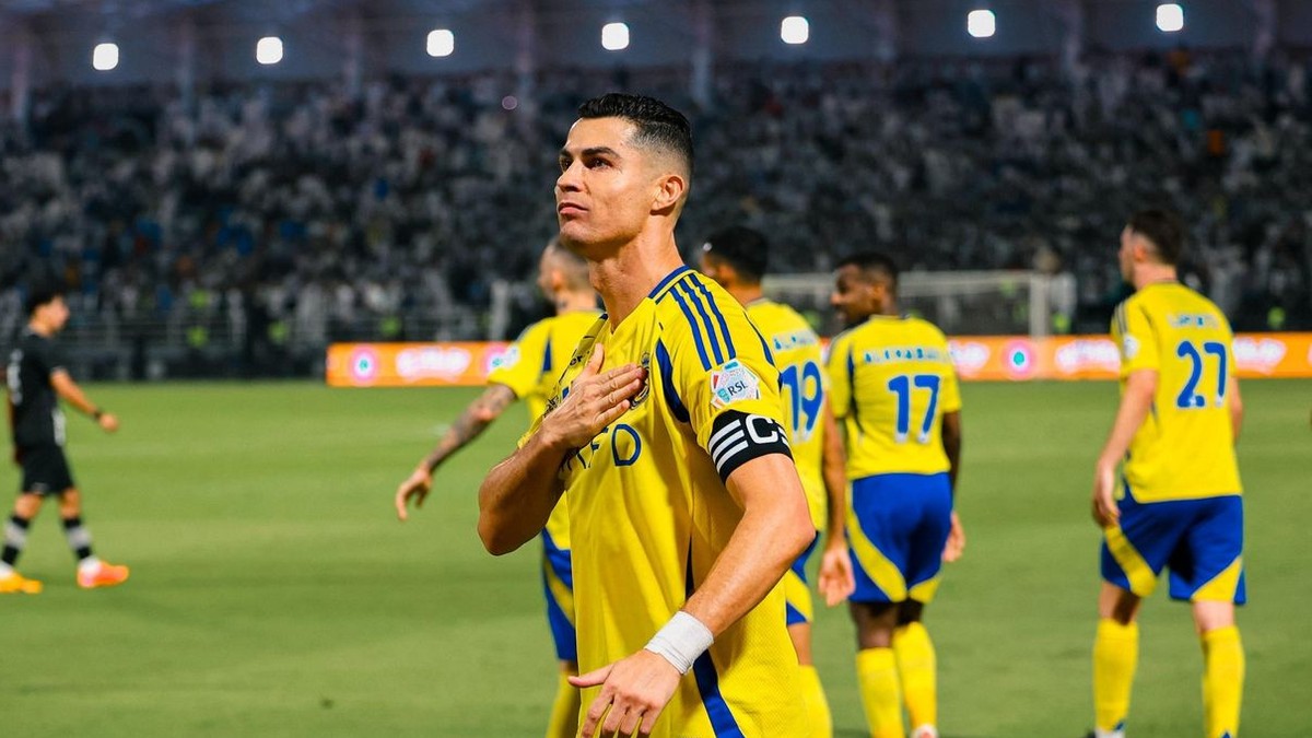 Cristiano Ronaldo po strelenom góle v drese Al-Nassr FC.