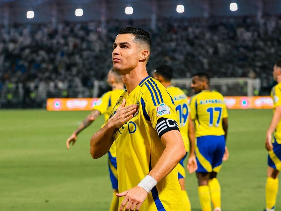 Cristiano Ronaldo po strelenom góle v drese Al-Nassr FC.