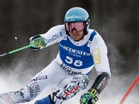 Slovenský lyžiar Adam Žampa v prvom kole obrovského slalomu v nórskom Hajfelli. 