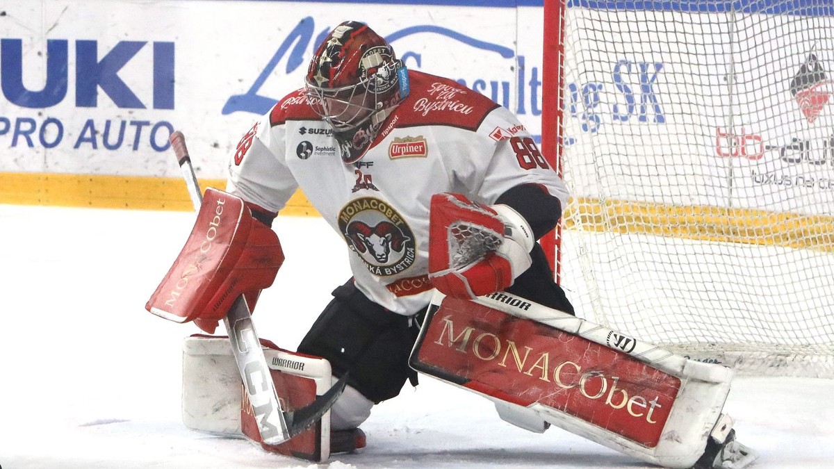 Na snímke brankár Banskej Bystrice Eugen Rabčan počas 26. kola hokejovej Tipsport ligy.