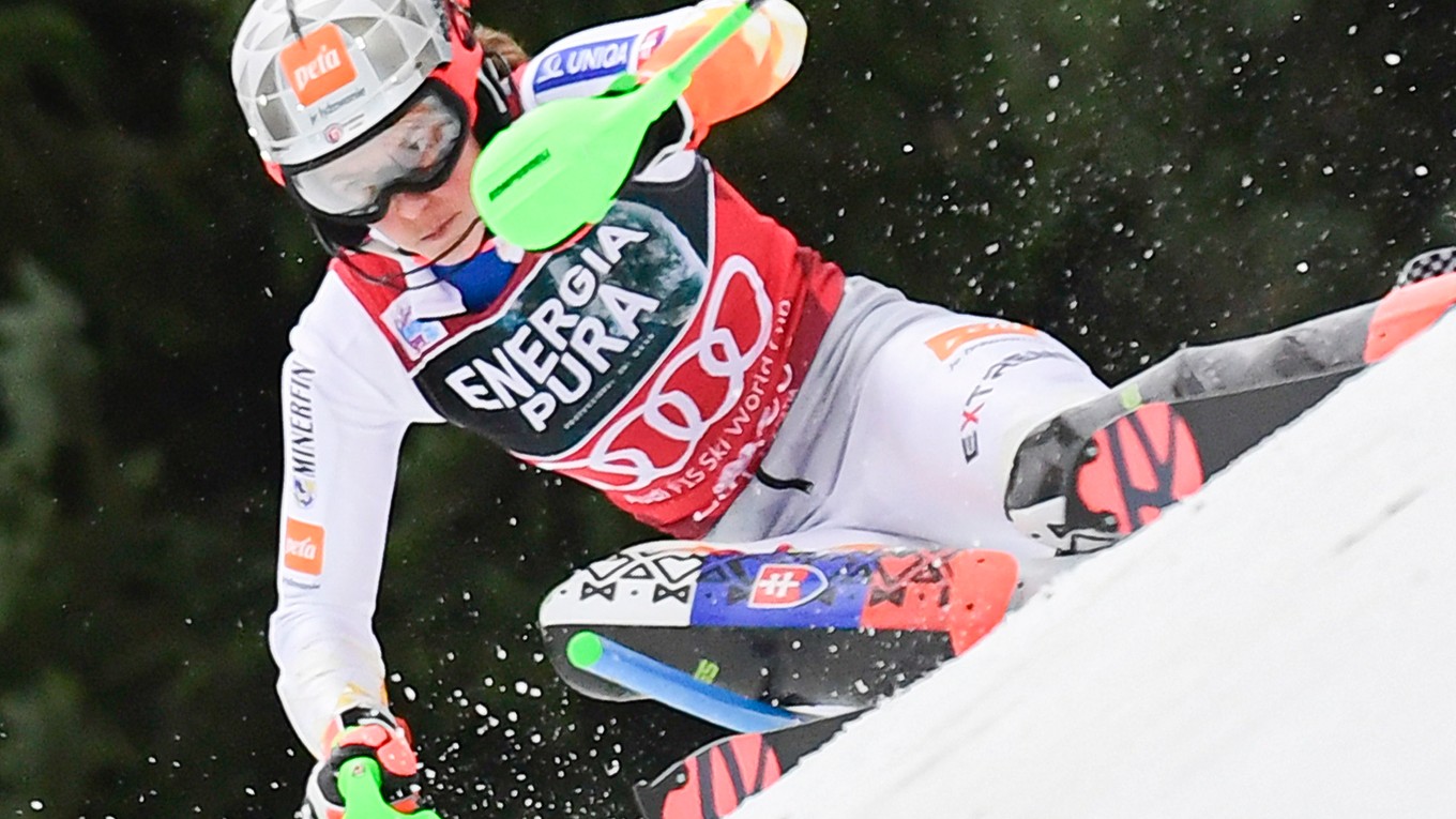 Petra Vlhová v prvom kole slalomu žien Svetového pohára v Záhrebe 4. januára 2022.
