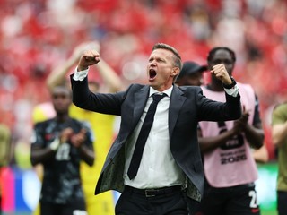 Tréner Kanady Jesse Marsch oslavuje víťazstvo na MS vo futbale 2026.
