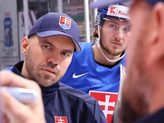 Momentka z prvého tréningu Slovenska na MS v hokeji 2023 v Rige.
