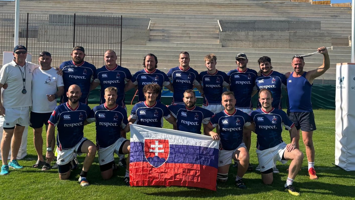 Slovenská reprezentácia v sedmičkovom ragby na ME v Kosove.