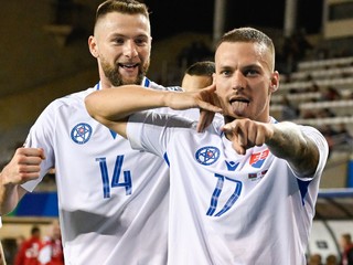 Sprava Lukáš Haraslín, Milan Škriniar a Ondrej Duda sa tešia po strelenom góle.