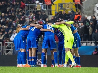 Futbalisti Slovenska počas kvalifikačného zápasu na majstrovstvá sveta 2026 medzi Slovenskom a Severným Írskom v Košiciach.