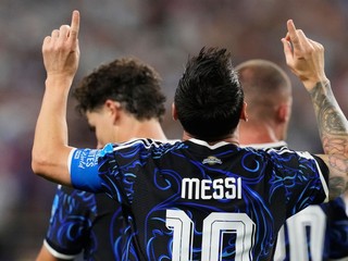 Lionel Messi oslavuje gól na MS vo futbale 2026.