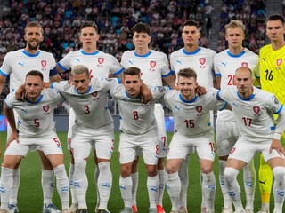 Českí futbalisti na snímke počas kvalifikácie MS 2026.