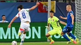 Brankár a kapitán Slovenska Ľubomír Belko na EURO U21 2025.