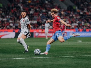 Fotka zo zápasu Česko - Albánsko.