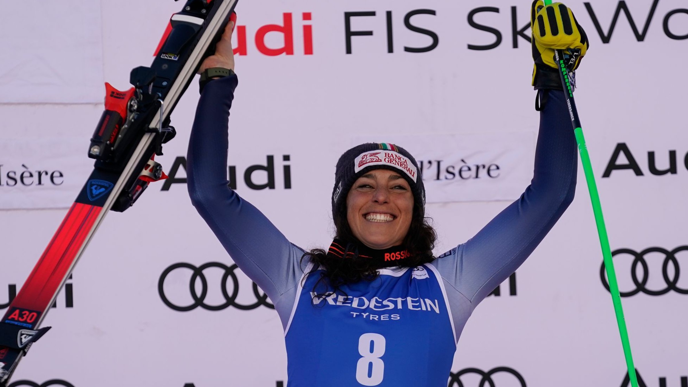 Federica Brignoneová vyhrala super-G vo Val d'Isere 2023.