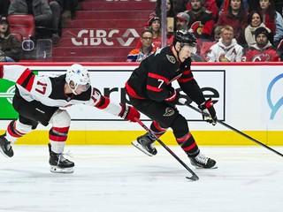 Šimon Nemec a Brady Tkachuk.