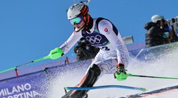 Slovenská lyžiarka Petra Vlhová v 1. kole slalomu na ZOH 2026.