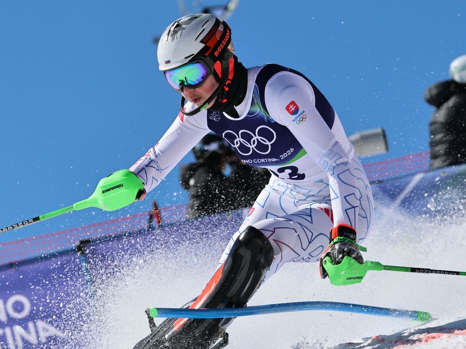 Slovenská lyžiarka Petra Vlhová v 1. kole slalomu na ZOH 2026. 