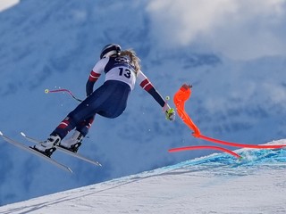 Pád Vonnovej počas zjazdu na ZOH 2026