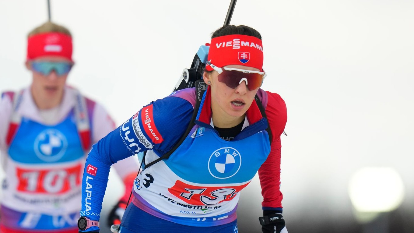 Zuzana Remeňová počas MS v biatlone 2024 v Novom Meste na Morave. 