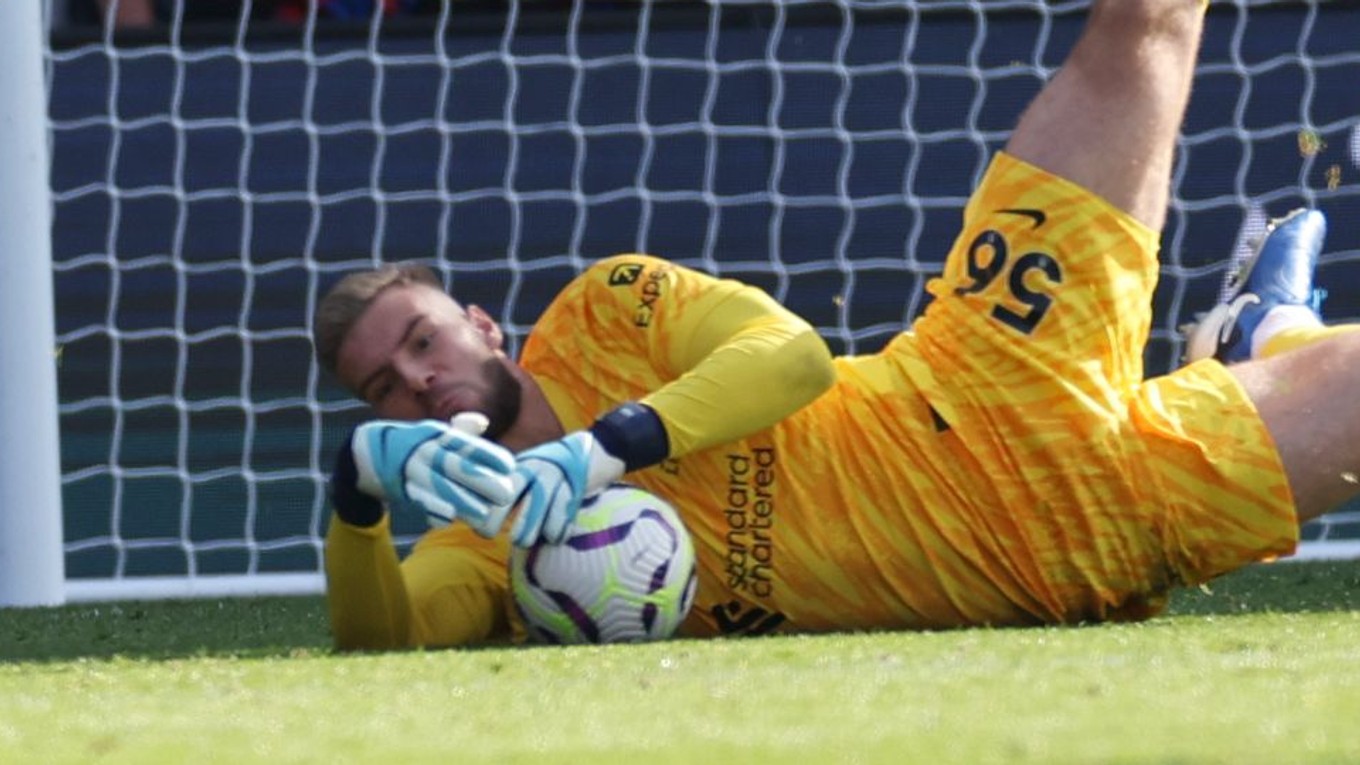 Brankár Vítězslav Jaroš  zápase Crystal Palace - Liverpool FC v 7. kole Premier League.