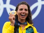 Austrálska vodná slalomárka Jessica Foxová so zlatou medailou na OH v Paríži 2024.