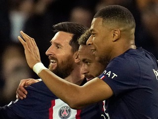 Hviezdne trio PSG - zľava Lionel Messi, Neymar a Kylian Mbappé.