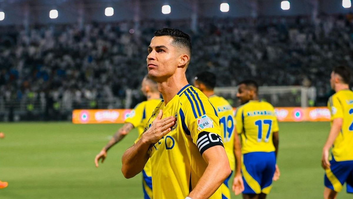 Cristiano Ronaldo po strelenom góle v drese Al-Nassr FC.