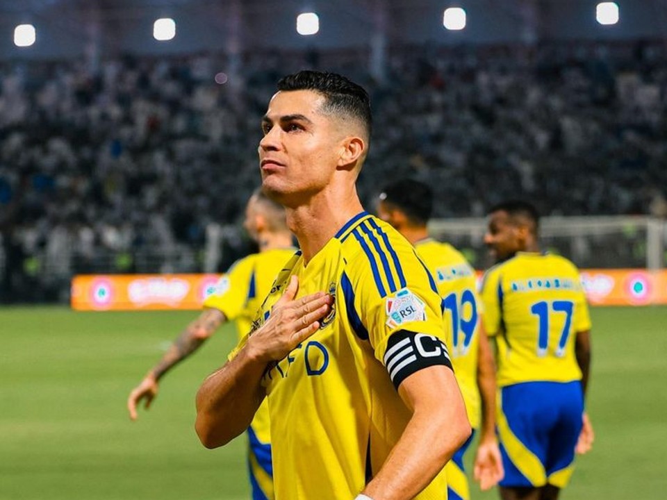 Cristiano Ronaldo po strelenom góle v drese Al-Nassr FC.
