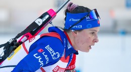 Mária Remeňová v štafetových pretekoch v Ruhpoldingu. 