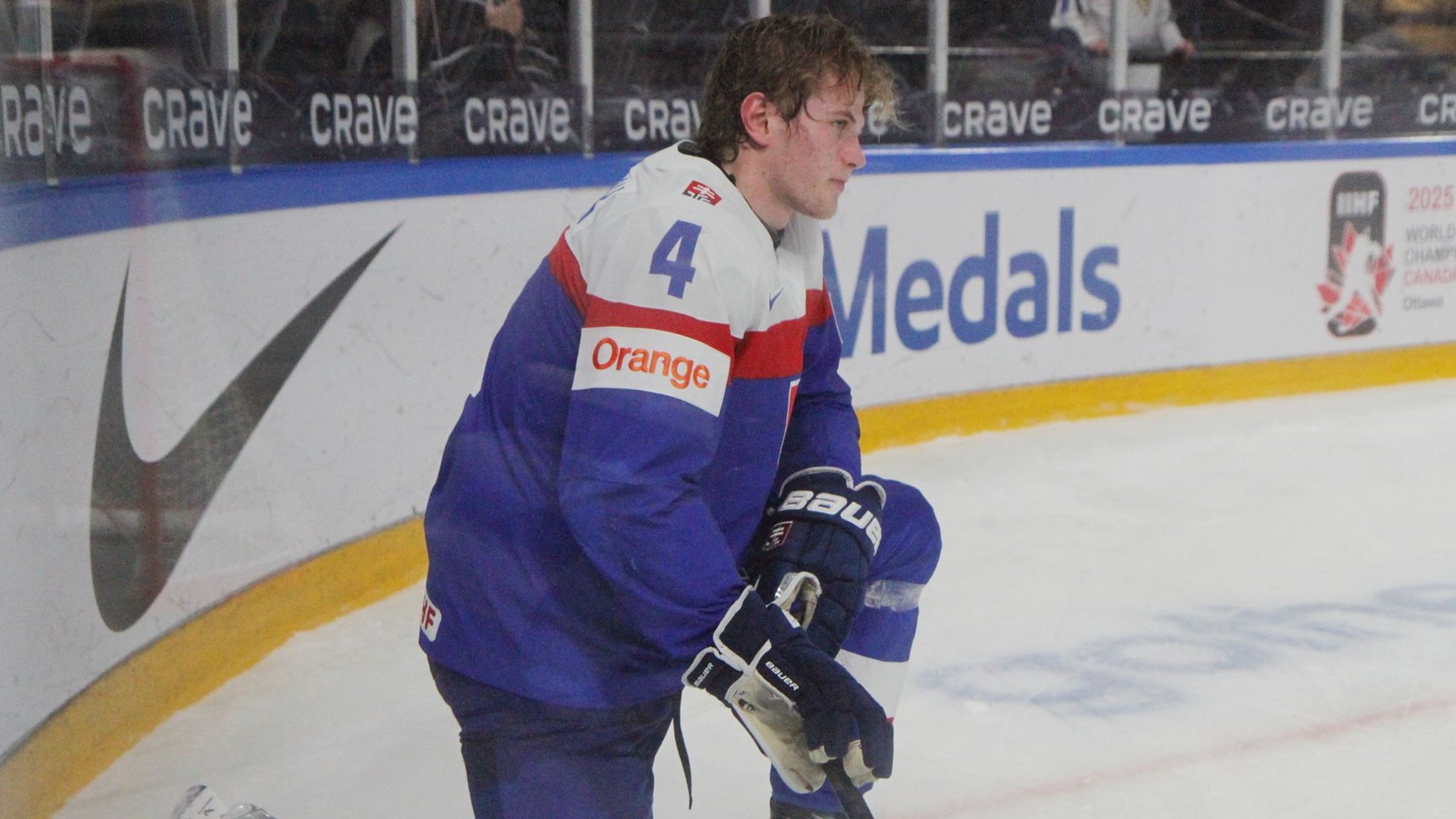 Maxim Štrbák po zápase Slovensko - Fínsko vo štvrťfinále MS v hokeji do 20 rokov 2024.