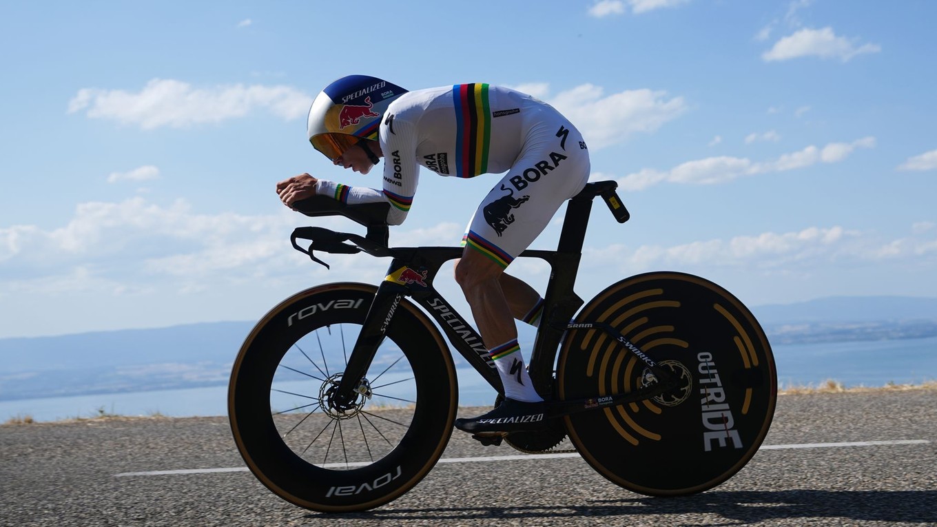 Remco Evenepoel počas časovky.