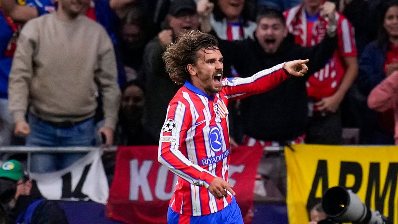 Antoine Griezmann sa teší po strelenom góle v drese Atlético Madrid.