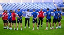 Slovenskí futbalisti na tréningu pred zápasmi v Lige národov.