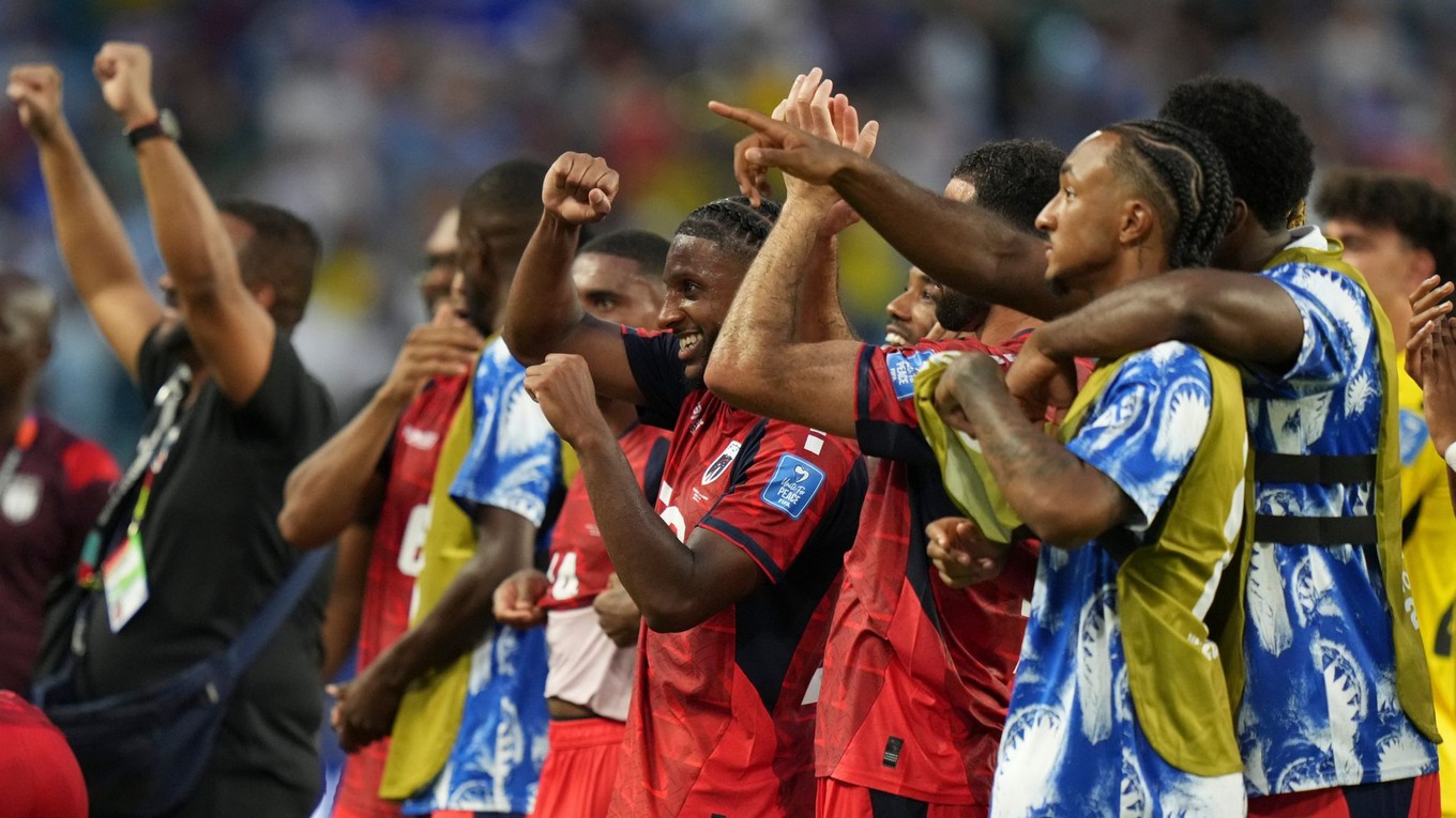 Hráči Kapverdských ostrovov oslavujú remízu 2:2 v zápase Kapverdské ostrovy - Uruguaj na MS 2026 vo futbale.