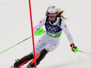 Slovenská lyžiarka Petra Vlhová počas tímovej súťaže na ZOH 2026.