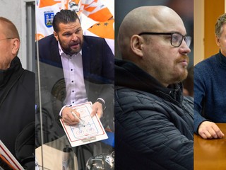 Fínski tréneri pôsobiaci v Tipos extralige, zľava: Kalle Kaskinen, Tomek Valtonen, Elmo Aittola a Tero Lehterä.