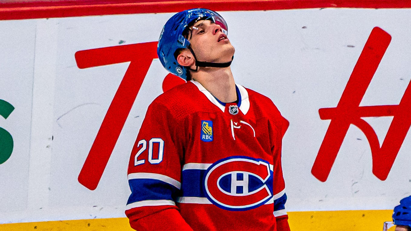 Juraj Slafkovský v drese Montreal Canadiens.