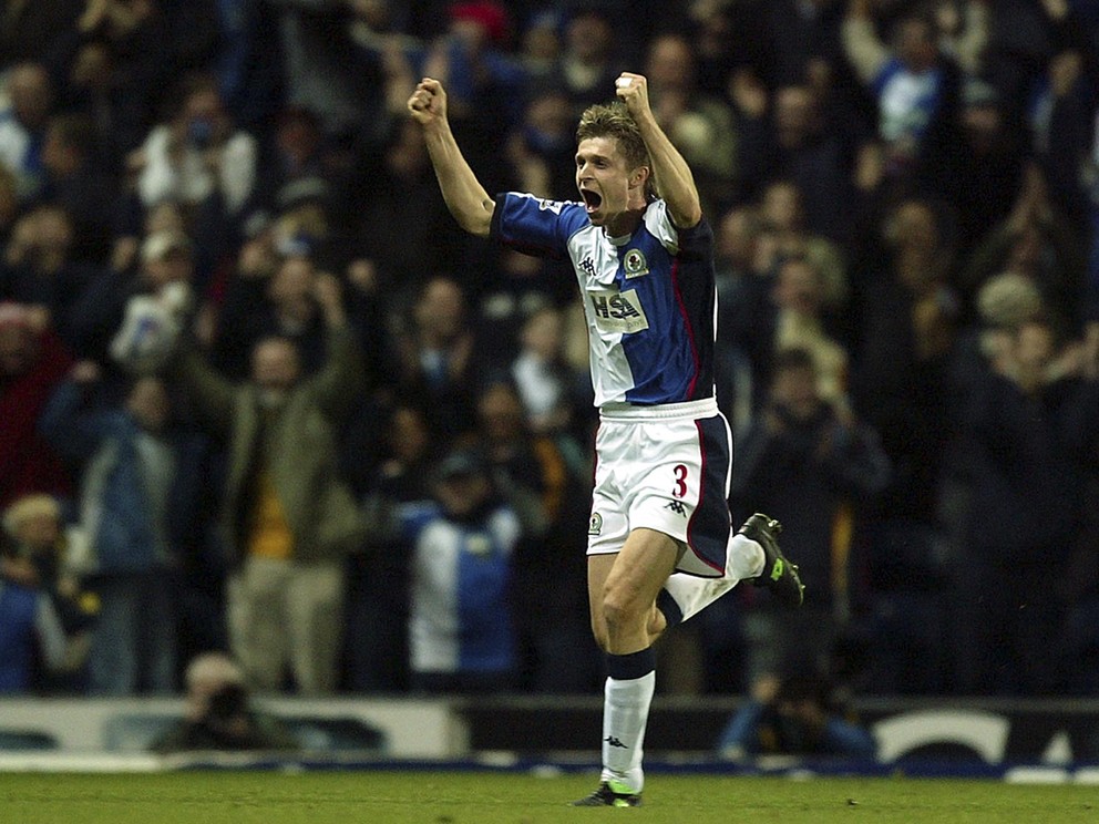Radosť Vratislava Greška z gólu v zápase Premier League Blackburn - Tottenham v roku 2003.