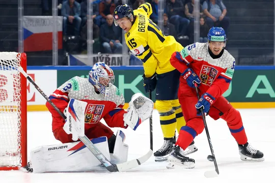 Momentka zo zápasu Česko - Švédsko na MS v hokeji 2026. 
